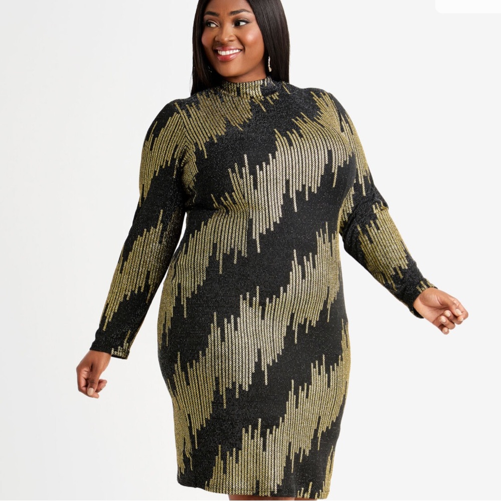 Ashley Stewart Lurex Mock Bodycon Dress Size 14/16